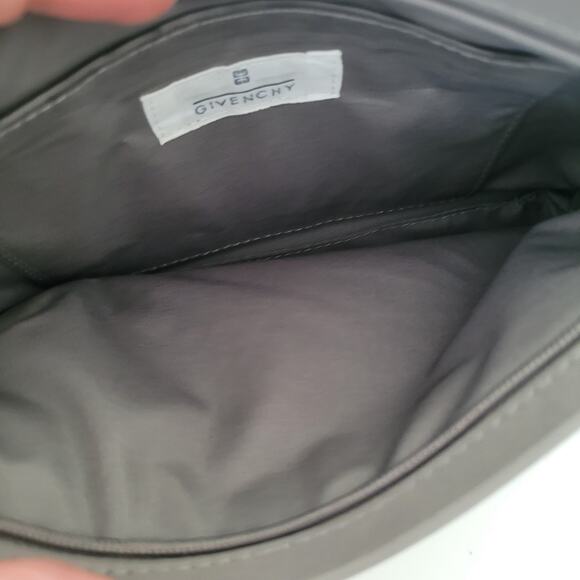 Givenchy Cosmetic Bag Pouch Gray Zip Logo Nylon Small Reighstones Logo Pouch - Picture 10 of 12
